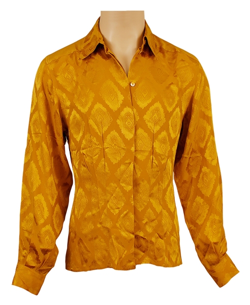 Prince Stage Worn Gucci Long Sleeved Gold Silk Shirt