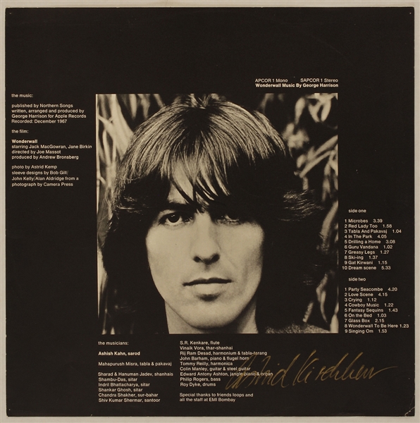 George Harrison "Wonderwall" Album Insert Signed by Astrid Kirchherr 