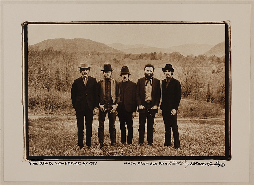The Band Original 16 x 22 Elliott Landy Twice-Signed "Music From Big Pink" Album Photograph