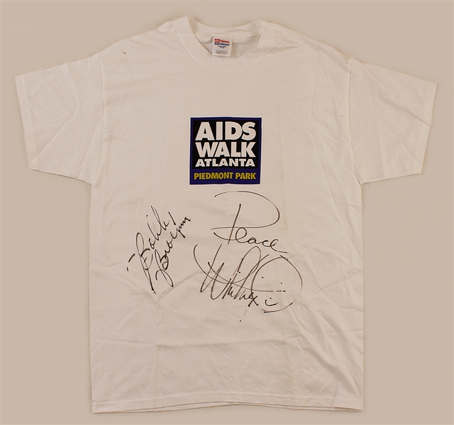 Whitney Houston & Bobby Brown Signed "AIDS Walk Atlanta" T-Shirt