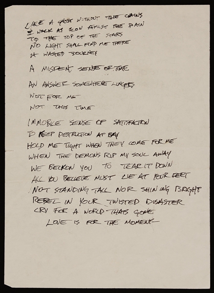 Axl Rose  Handwritten Lyrics 
