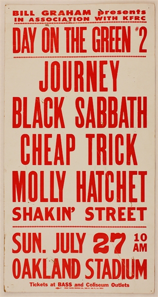 Journey/Black Sabbath Original "Day on the Green" 1980 Concert Poster