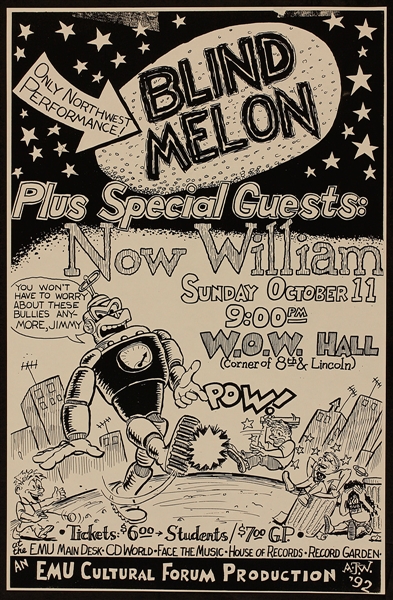 Blind Melon 1992 Original University of Oregon Concert Poster