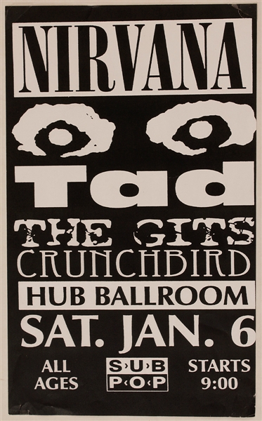 Nirvana Original 1990 Concert Poster 