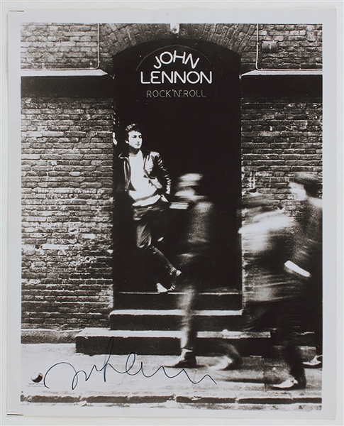 John Lennon Signed "Rock N Roll" Album Cover Photograph From Derek Taylor Authenticated By Frank Caiazzo