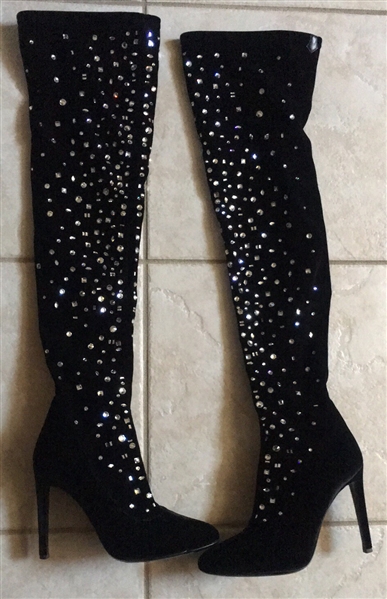 Carrie Underwood "Cry Pretty" Video Worn Custom Long Black Sequin Boots