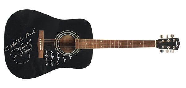Garth Brooks Owned, Played and Signed Black Fender Acoustic Guitar