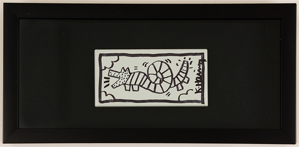Keith Haring Original Painted and Signed Subway Tile