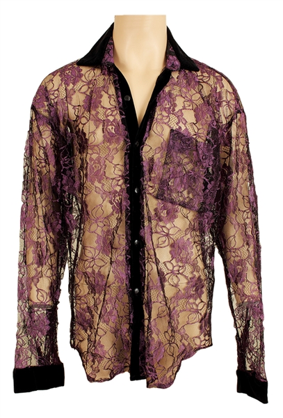 Prince Owned & Worn Circa 1989 Worn Purple Lace Jacket with Black Velour
