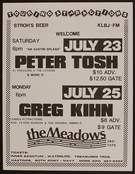Peter Tosh/Greg Kihn Original Concert Poster