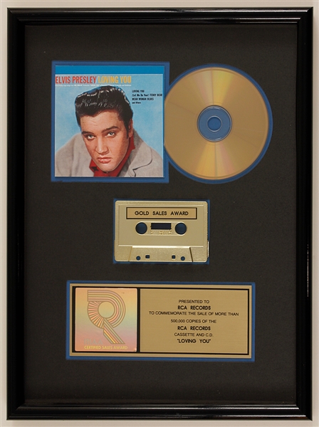 Elvis Presley "Loving You" Original RIAA Gold Cassette and C.D. Award