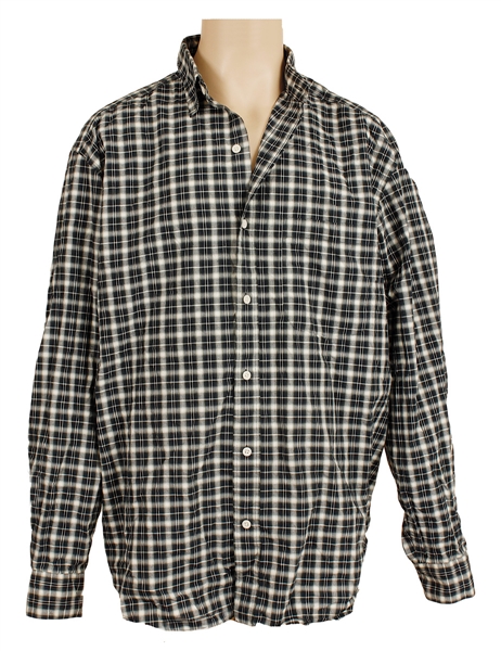 Michael Jackson Owned & Worn Long-Sleeved Button Down Checked Shirt