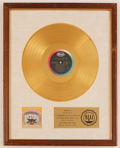 Beatles "Magical Mystery Tour" Original RIAA White Matte Gold LP Record Album Award