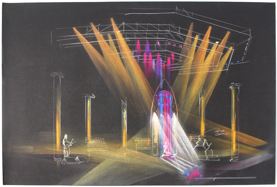 Madonna Original Concept Design Drawing for Her 1990 Blonde Ambition Tour (17 x 25)
