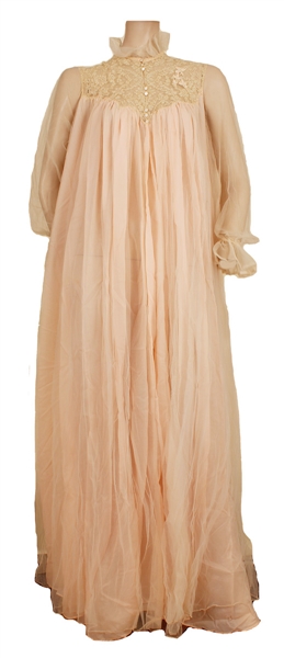 Jacqueline Kennedy Owned & Worn "Dijon, New York" Pale Pink Nightgown with L.A. Times Article Featuring The Piece