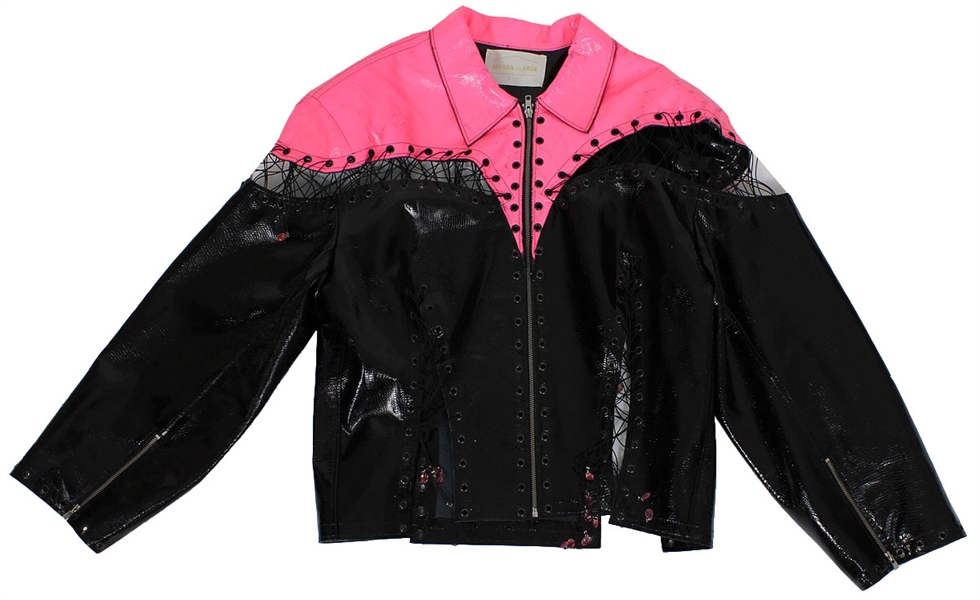 Lady Gaga "Telephone" Coachella Music Festival Stage Worn Pick & Black Custom Patent Leather and Lace Jacket