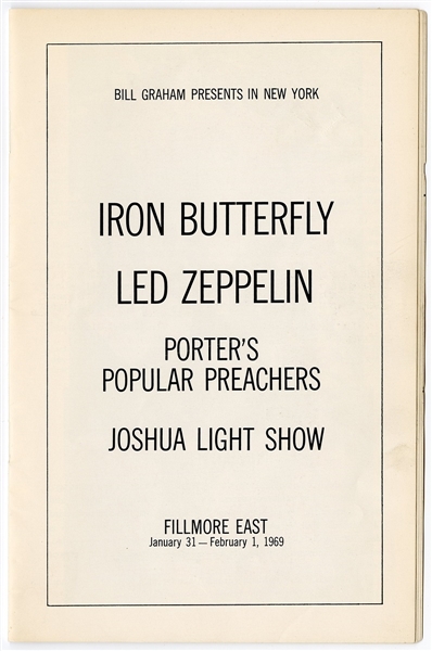 Led Zeppelin Original 1969 Fillmore East Concert Program 