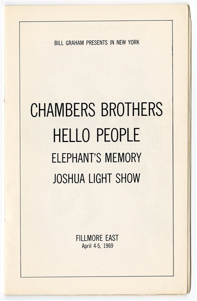 Chambers Brothers Original 1969 Fillmore East Concert Program 