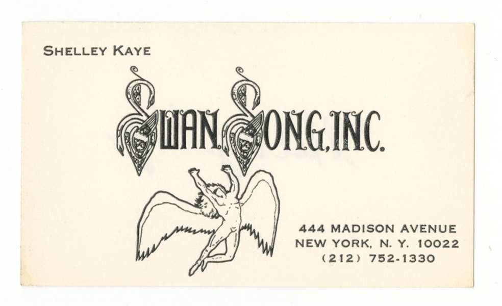 Shelley Kaye Signed "Swan Songs, Inc." Business Card