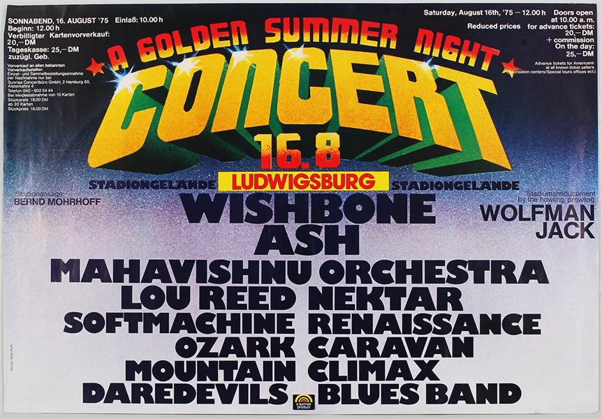 Lou Reed Original Golden Summer German Concert Poster 
