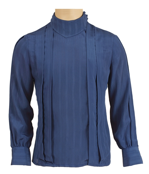 Prince Stage Worn Versace Classic Blue Silk Long-Sleeved Shirt