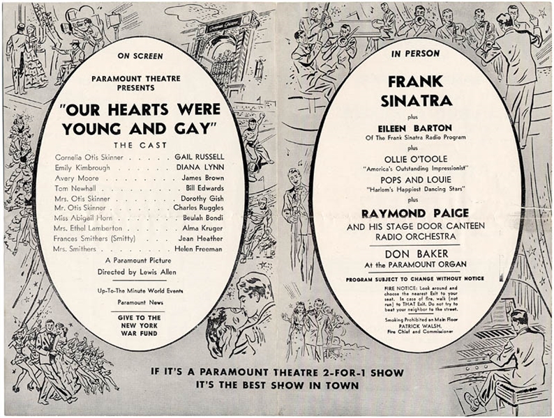 Frank Sinatra Paramount Theatre 2-For-1 Show Program