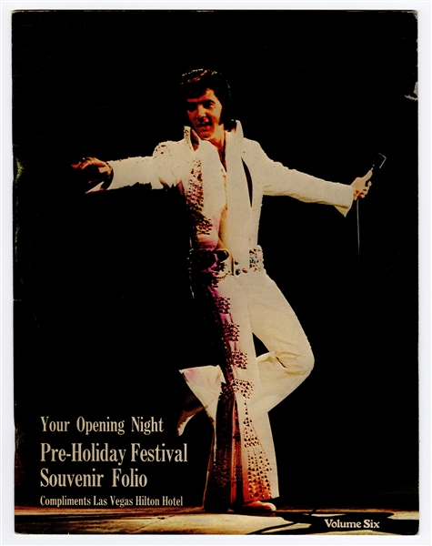 Elvis Presley Original 1976  Opening Night at Las Vegas Hilton Hotel Pre-Holiday Festival Souvenir Folio