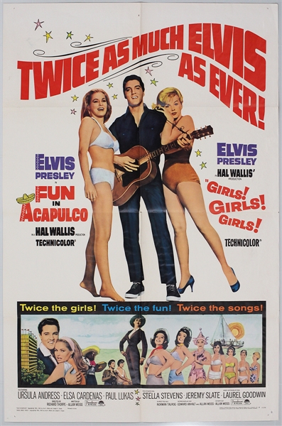 Elvis Presley 27 x 41 Original "Fun In Acapulco" and "Girls! Girls! Girls" Movie Poster