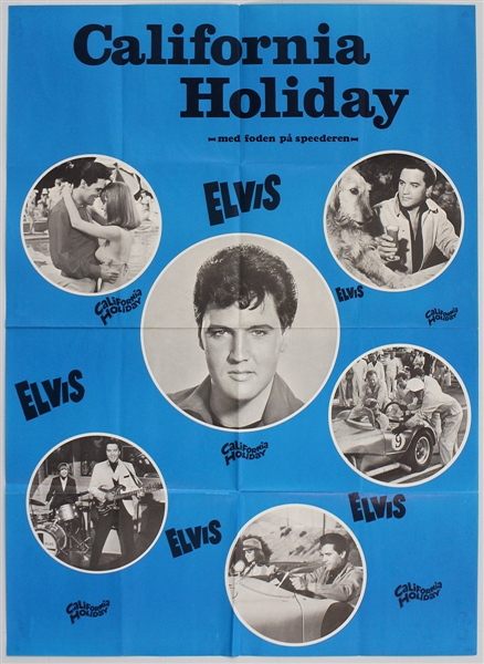 Elvis Presley 24 x 33 Original "California Holiday" Danish Movie Poster
