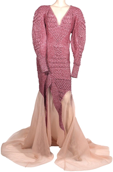 Lady Gaga "Haus of Gaga" Photo Shoot Worn Custom Dust Rose Lurex Gown