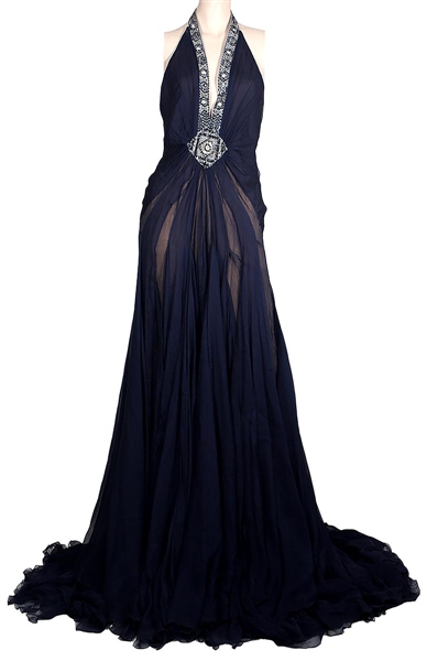 Beyoncé s Max Azria Atelier Blue Silk Gown Worn at Red Carpet Dinner with Jay-Z