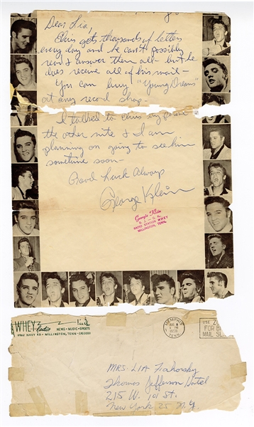 George Klein Original 1958 Handwritten & Signed Letter to a Fan with Post-Dated Envelope