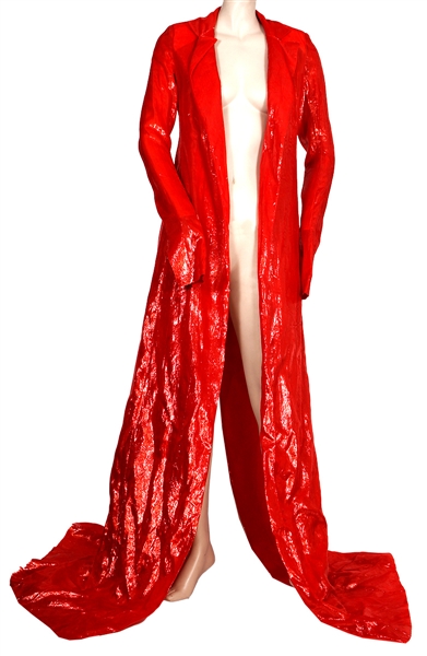 Lady Gaga Worn Custom Red Velvet Trench Coat