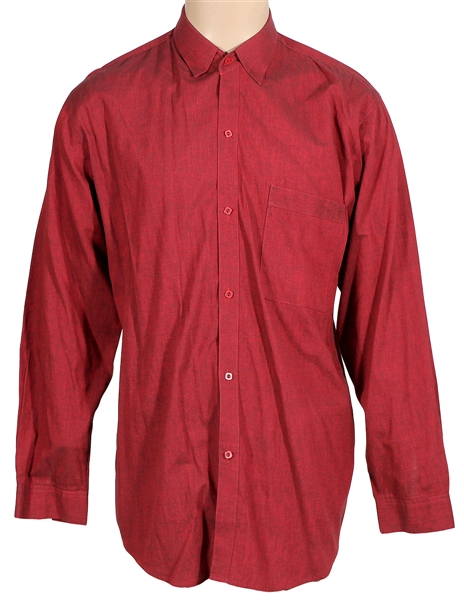 Michael Jackson Owned & Worn Red Long-Sleeved Button-Down Shirt