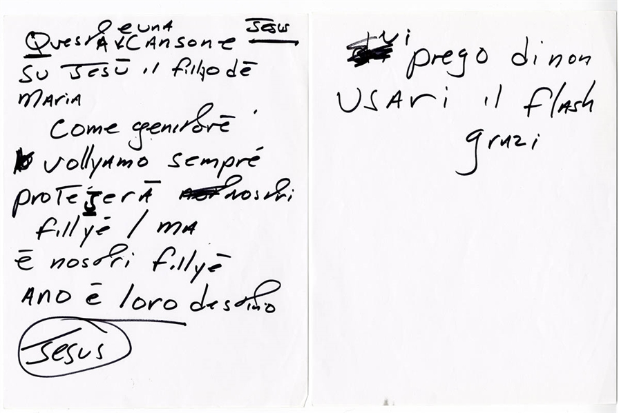 Bruce Springsteen Handwritten Italian Speech Given at Milan Concert