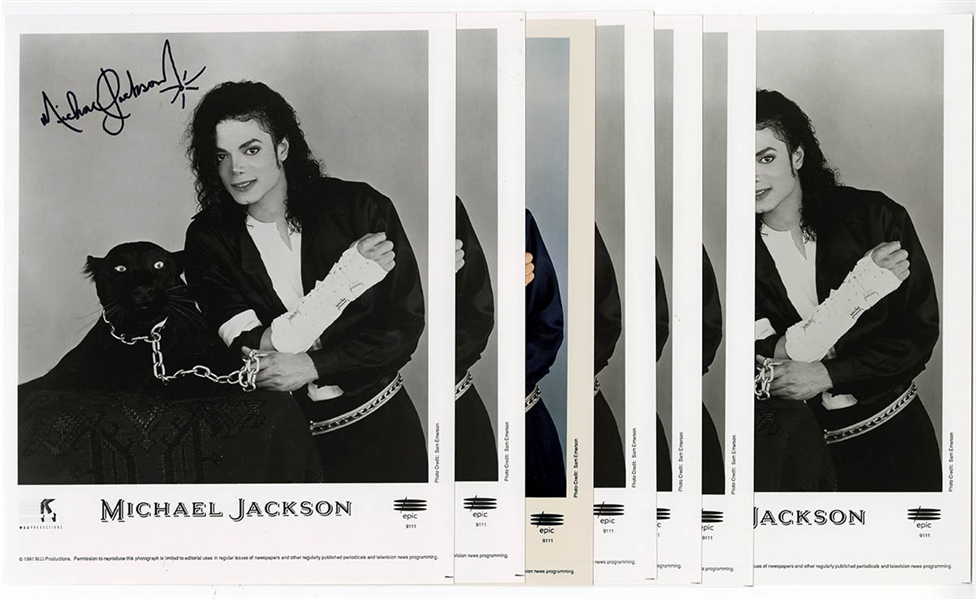 Michael Jackson Owned Original Signature Stamped Promotional Photographs