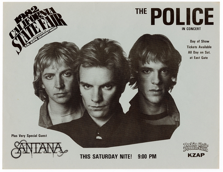 The Police and Santana Original 1982 California State Fair Concert Handbill
