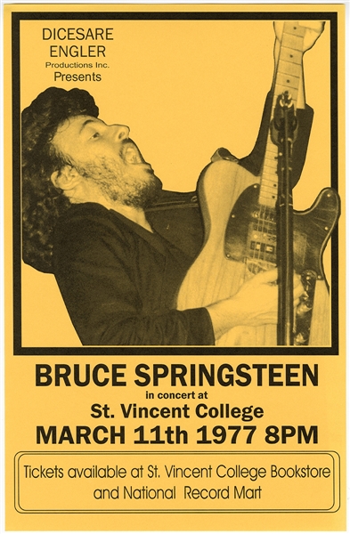 Bruce Springsteen Original  1977 St. Vincent College Concert Poster