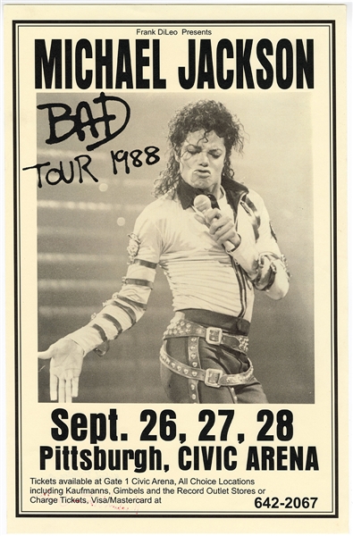 Michael Jackson Original 1988 Bad Tour Pittsburgh Civic Arena Concert Poster Signed by Poster Artist