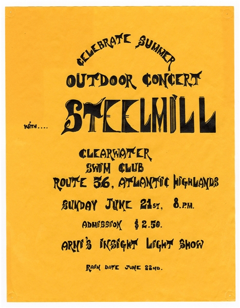 Steel Mill Bruce Springsteen Original Clearwater Swim Club Concert Handbill  