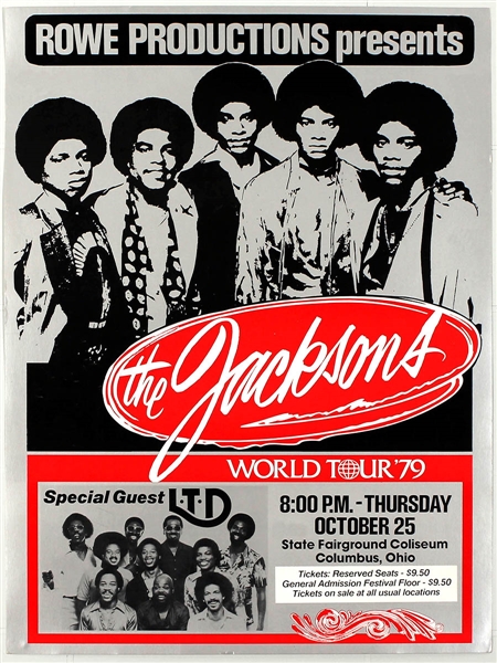 The Jacksons Featuring Michael Jackson Original 1979 World Tour Concert Poster 