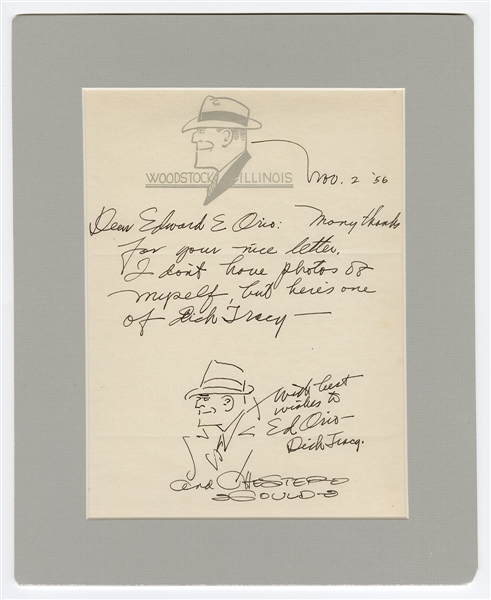 Chester Gould Handwritten Letter Signed With Sketch JSA LOA
