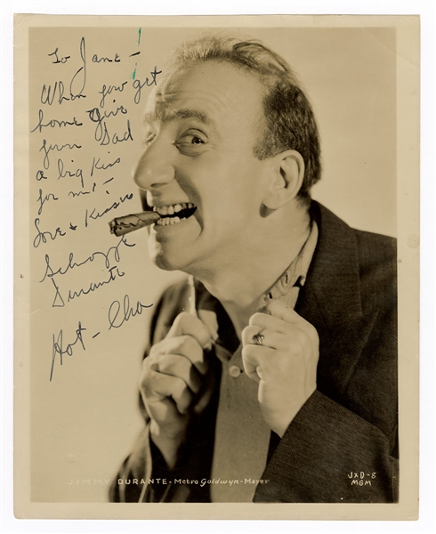 Jimmy Durante Signed and Inscribed Photograph JSA Authentication    