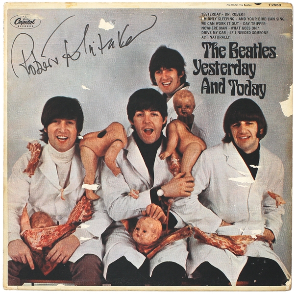Rare Beatles Original Vintage Yesterday and Today "Butcher" Cover Signed by Photographer Robert Whitaker 