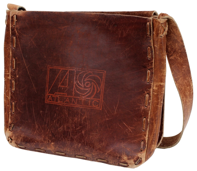 John Bonhams Owned and Used Brown Leather Atlantic Records Messenger Bag