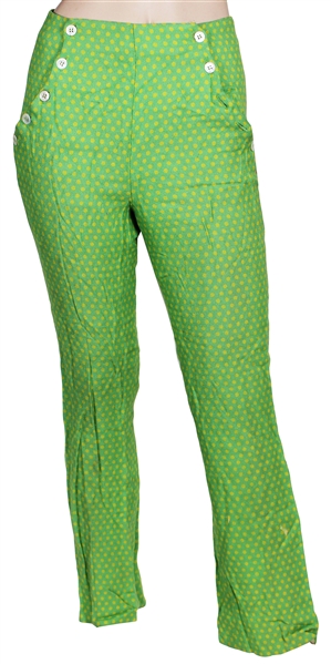 Janis Joplin Owned & Worn Vintage Lime Green Pants with Yellow Polka Dots