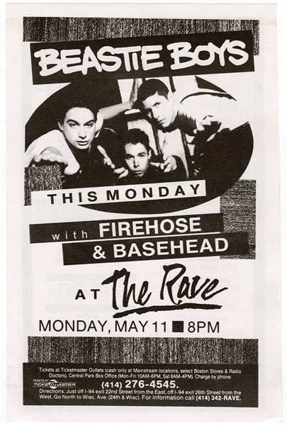Beastie Boys at The Rave Original 1992 Concert Flyer