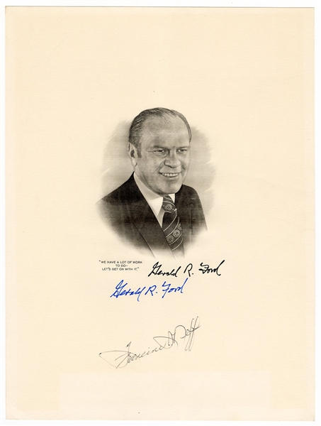 Gerald Ford Signed Etching JSA LOA
