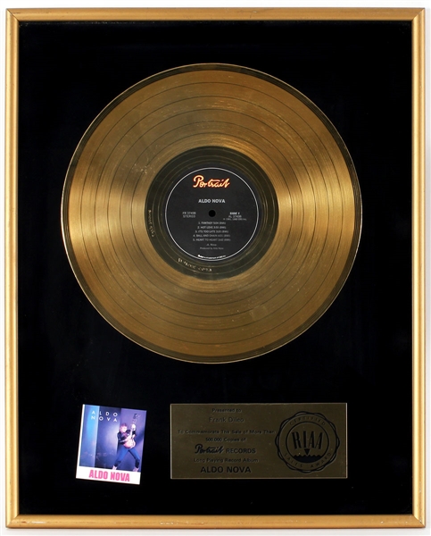 Aldo Nova Original RIAA Gold Record Album Award Presented to Frank DiLeo