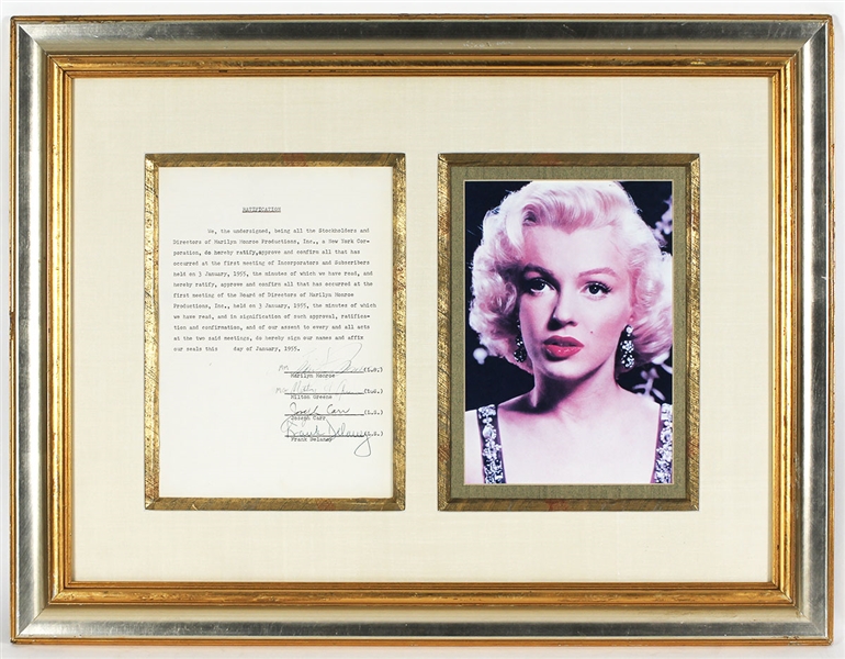 Marilyn Monroe & Milton Greene Signed 1955 Historical Marilyn Monroe Productions Document JSA LOA